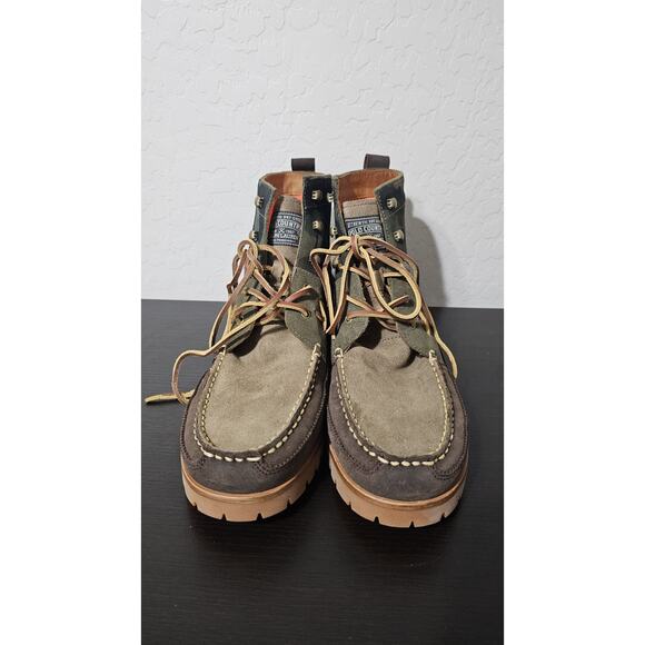 Polo Ralph Lauren Ranger Men size 13 Suede Green Camo Canvas Boots 17953 - Picture 2 of 6